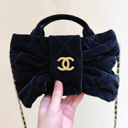 Chanel 2025 Bow Bag 26cm Black Velvet 346049
