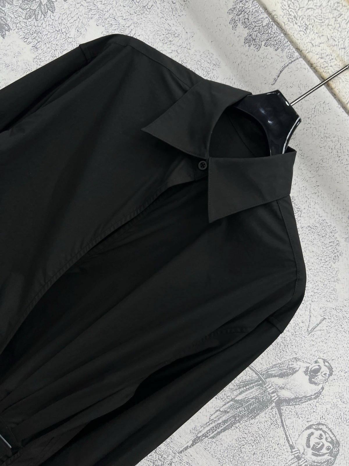 Loewe 25 Wrinkled Lace-up Shirt Black Cotton