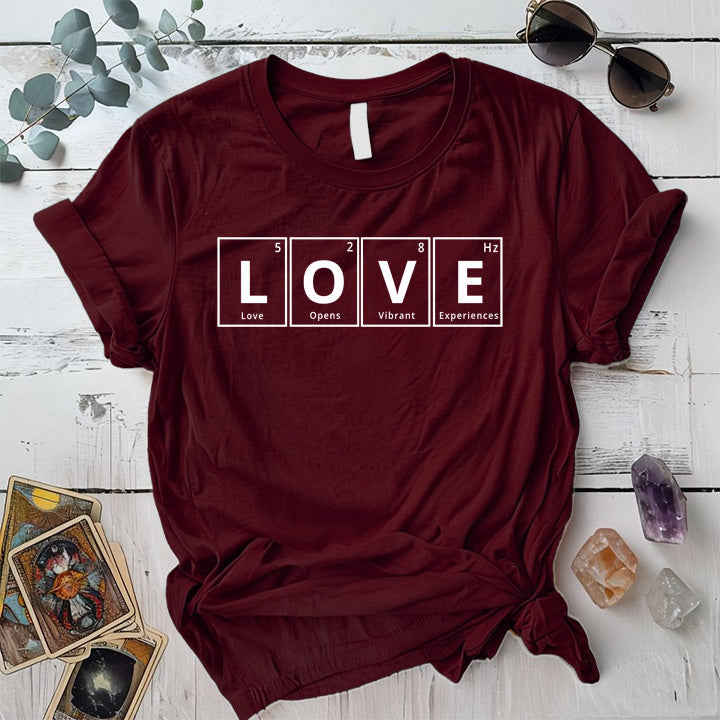 Love Periodic Table T-Shirt Mockup maroon