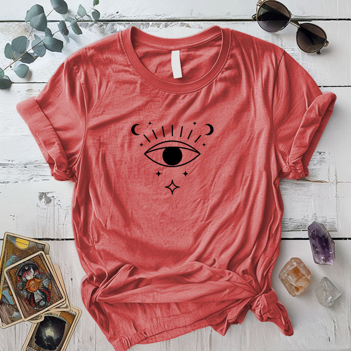Third Eye Triangle T Shirt Coral Silk Mockup