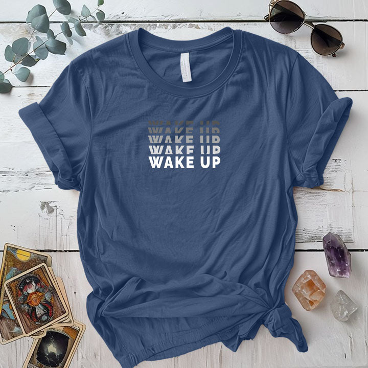 Wake Up T Shirt Indigo Blue Mockup